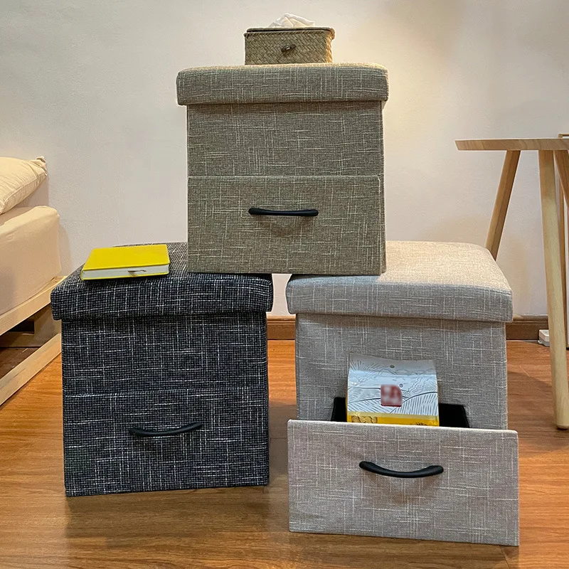 Factory Direct Furniture Mordernr   Foldable Storage Stool with Ottoman Wood Tray Drawer Type for Bedroom Hotel