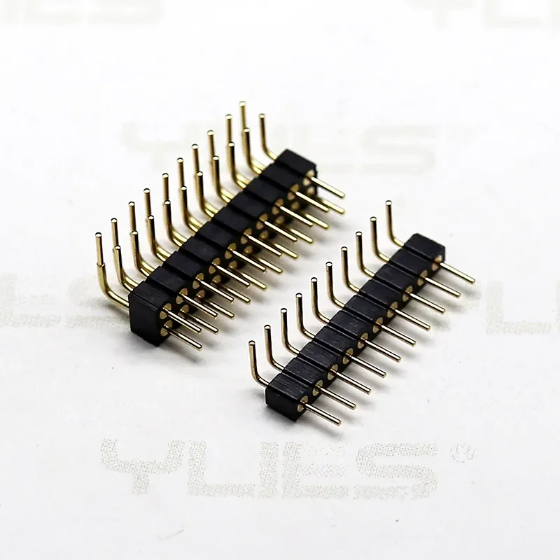 Machined single row right angle pin header connector pitch 2.0mm height 2.8mm positions 02-40P round pin board to board