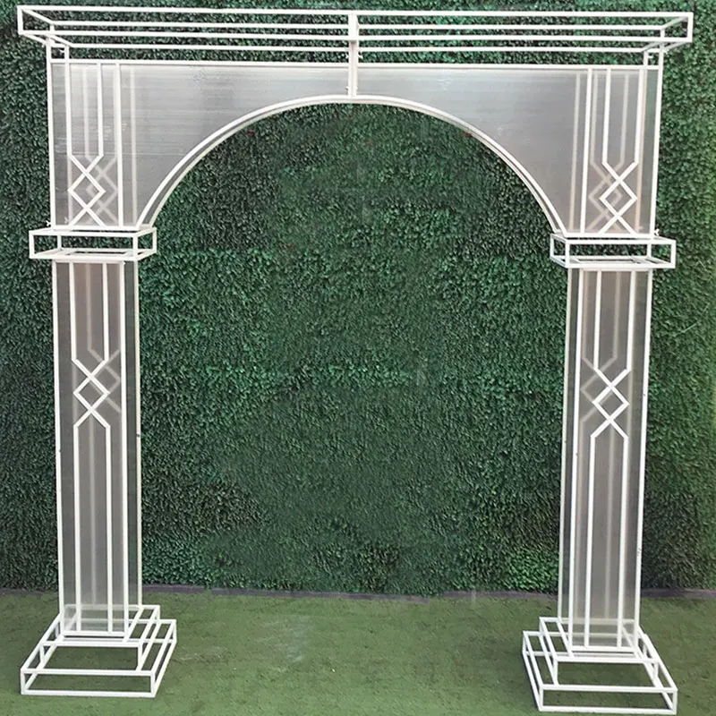 Europe Transparent Round Flower Metal Stand Wedding Arch Door Backdrop