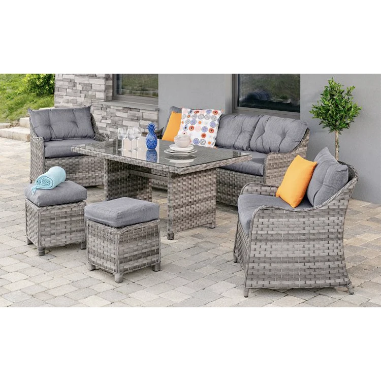 
Rattan sofa dining set patio grey rattan wicker outdoor sectional sofas garden corner sofa furniture outdoor furntiure 