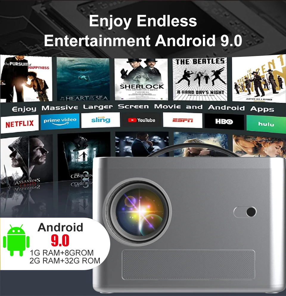 AOKANG горячая Распродажа 5100 люмен 1080P Full HD светодиодный ЖК-проектор Smart WiFI Android портативный мини-проектор