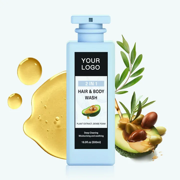 OEM Custom logo Anti hair loss man clean Shampoo and Conditioner gel 2 in 1 500ml