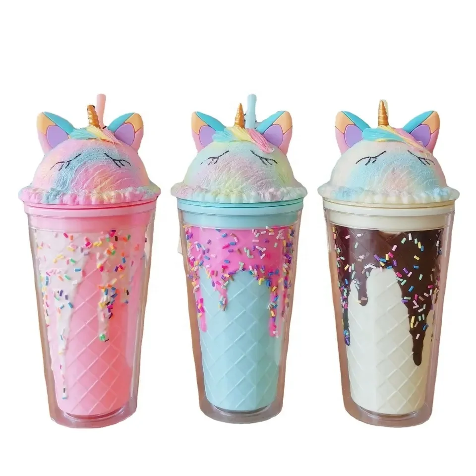 Cartoon cute bunny ears Mickey Ice cup girl heart Korean ice cream double wall plastic cup cookie ear cup
