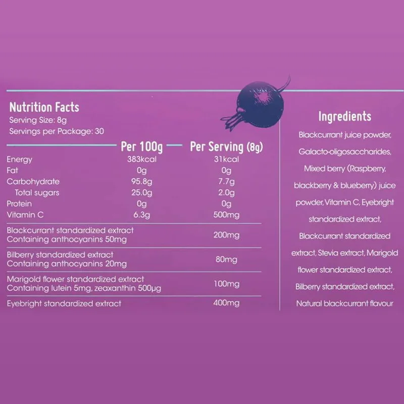 OEM/ODM Antioxidant Reduce Eye Fatigue Blackcurrant Oral Liquid Improve Eye Health Bilberry Lutein Eye Nourishing Drink