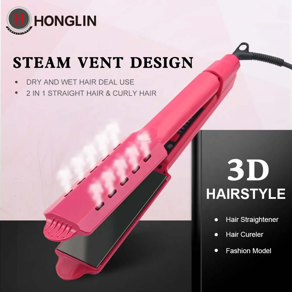  Plancha De Titanio Ceramic Flat Iron 450 Degree Private Label Touch Screen Hair Straightener 2 In 1
