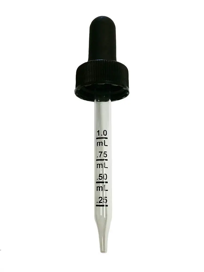 durable glass dropper Calibrated  Dropper Caps for 1 oz/ 30 ml Bottle fits 20-400 Neck bottle pre-assembled rubber bulb