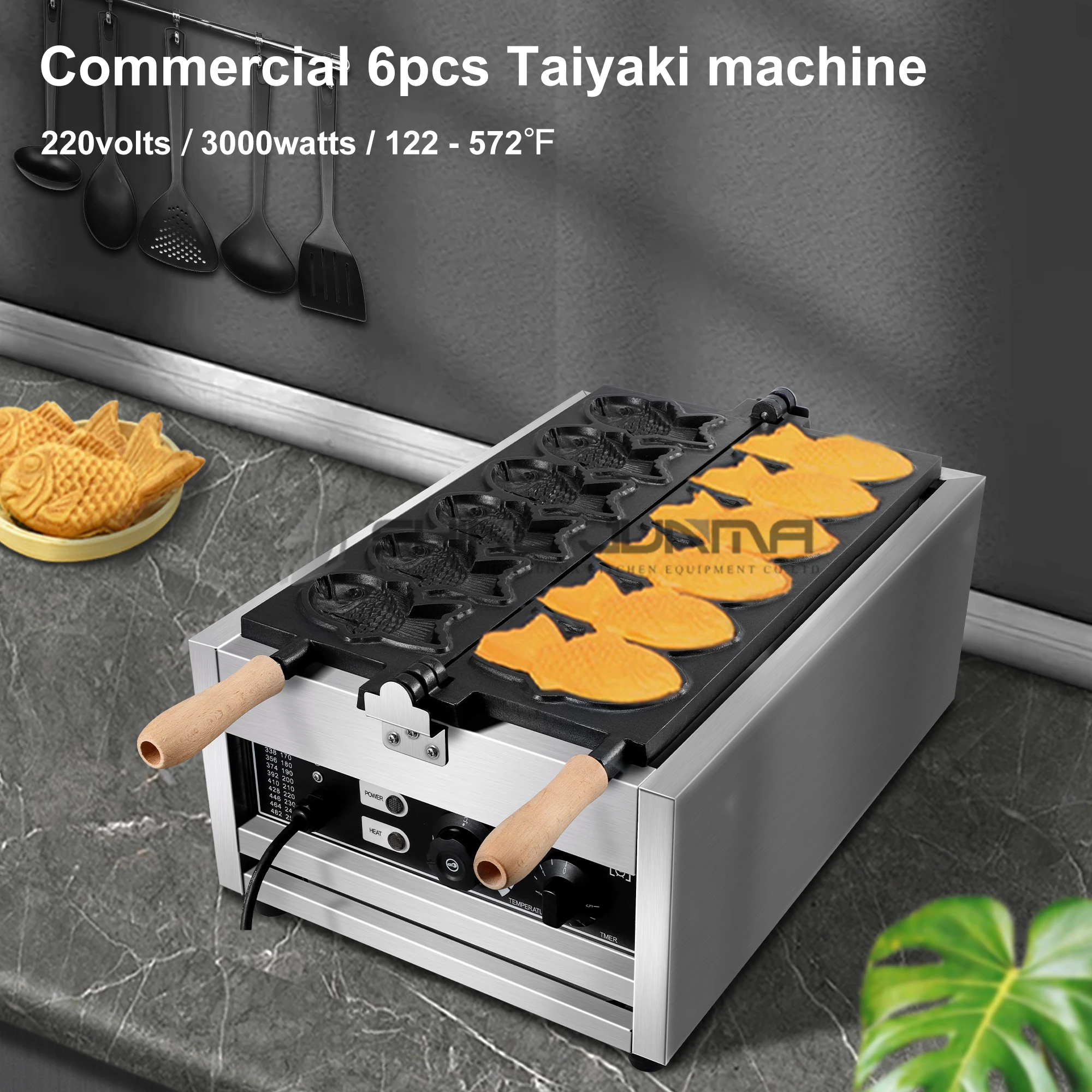 Electric Ice Cream Waffle Japanese Fish Shape Taiyaki Ice Cream Machine 5 Taiyaki Machine Commercial Taiyaki Baking Machine