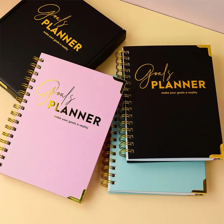 Manufacturer Custom Printing Logo Hardcover Spiral Planners 2026 Agenda Organizer Daily Weekly Goal Planner with Stickers
