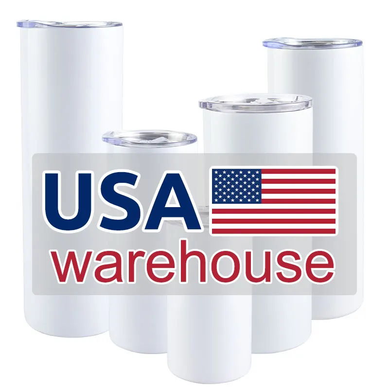 USA warehouse 12oz 15oz 20oz 22oz 30oz double walled vacuum insulated sublimation blanks straight stainless steel  tumbler