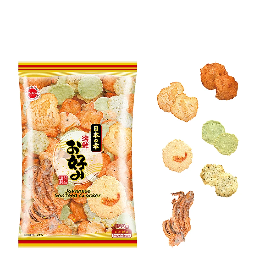 
Japanese Seafood animal crackers rice snack KAISEN OKONOMI 130g 