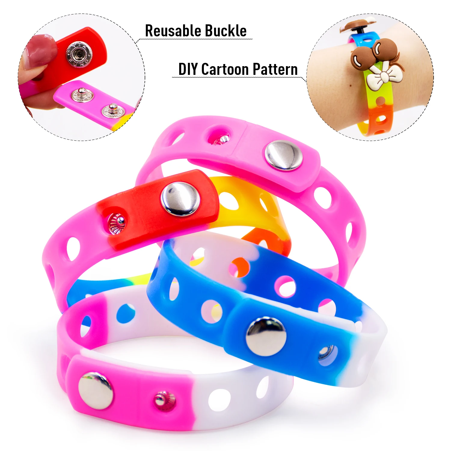 210mm Cute Adjustable Silicone Wristbands - Perfect for Jibbitz and Clog Charms, Party Favors