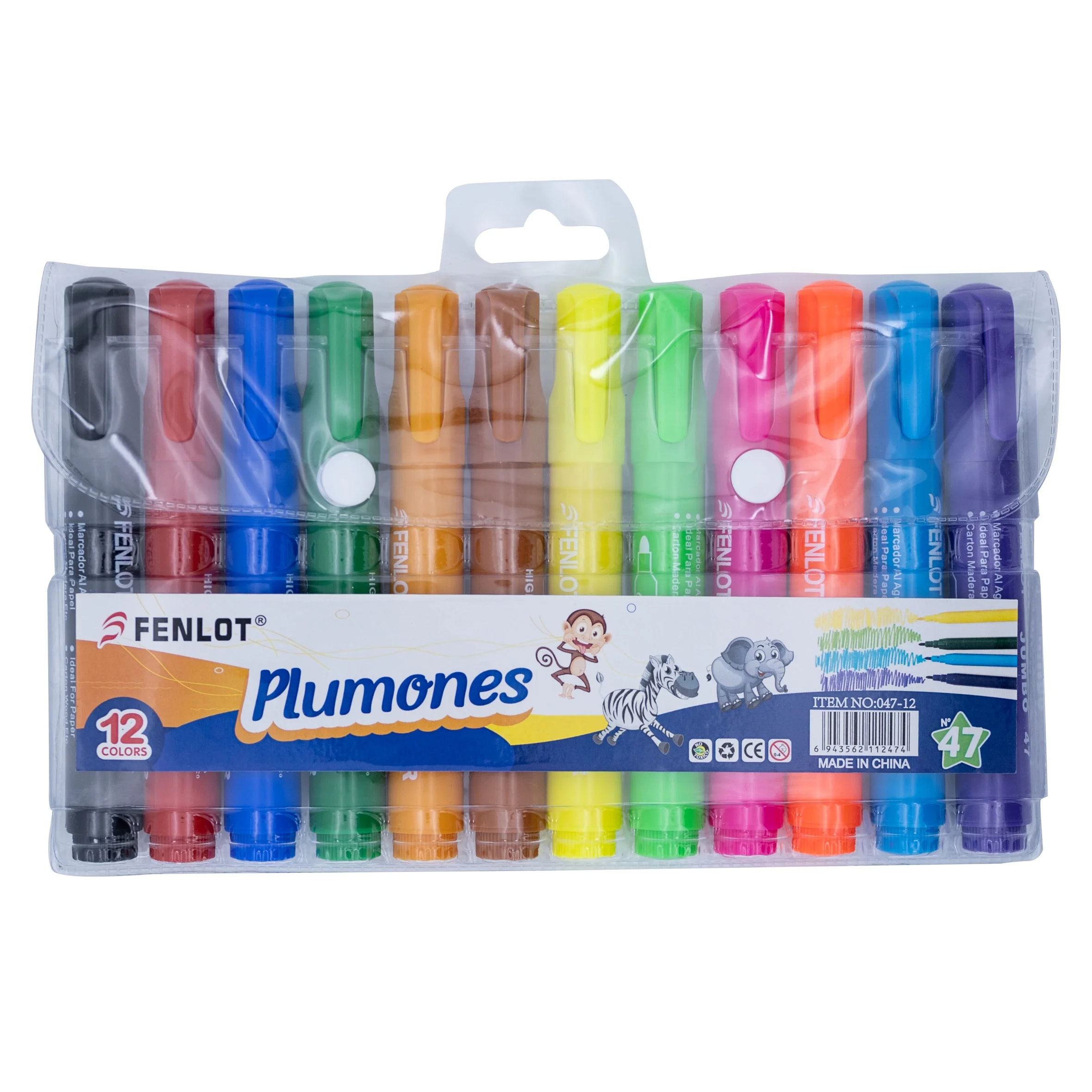 Best Selling 12 Colors water based ink Marker Pen Custom Logo for School/Office 047