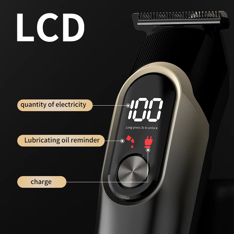 Professional Barber Hair Trimmer Cordless Rechargeable Electric Clippers With USB Power High Cut Machine