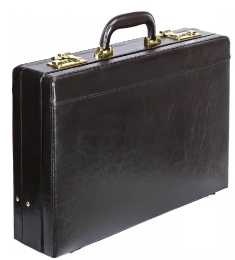 Glary Genuine Leather Budget Attache Briefcase Unisex 14-15 Inch Business Laptop Hard Bag with PVC & PU Aluminium Material