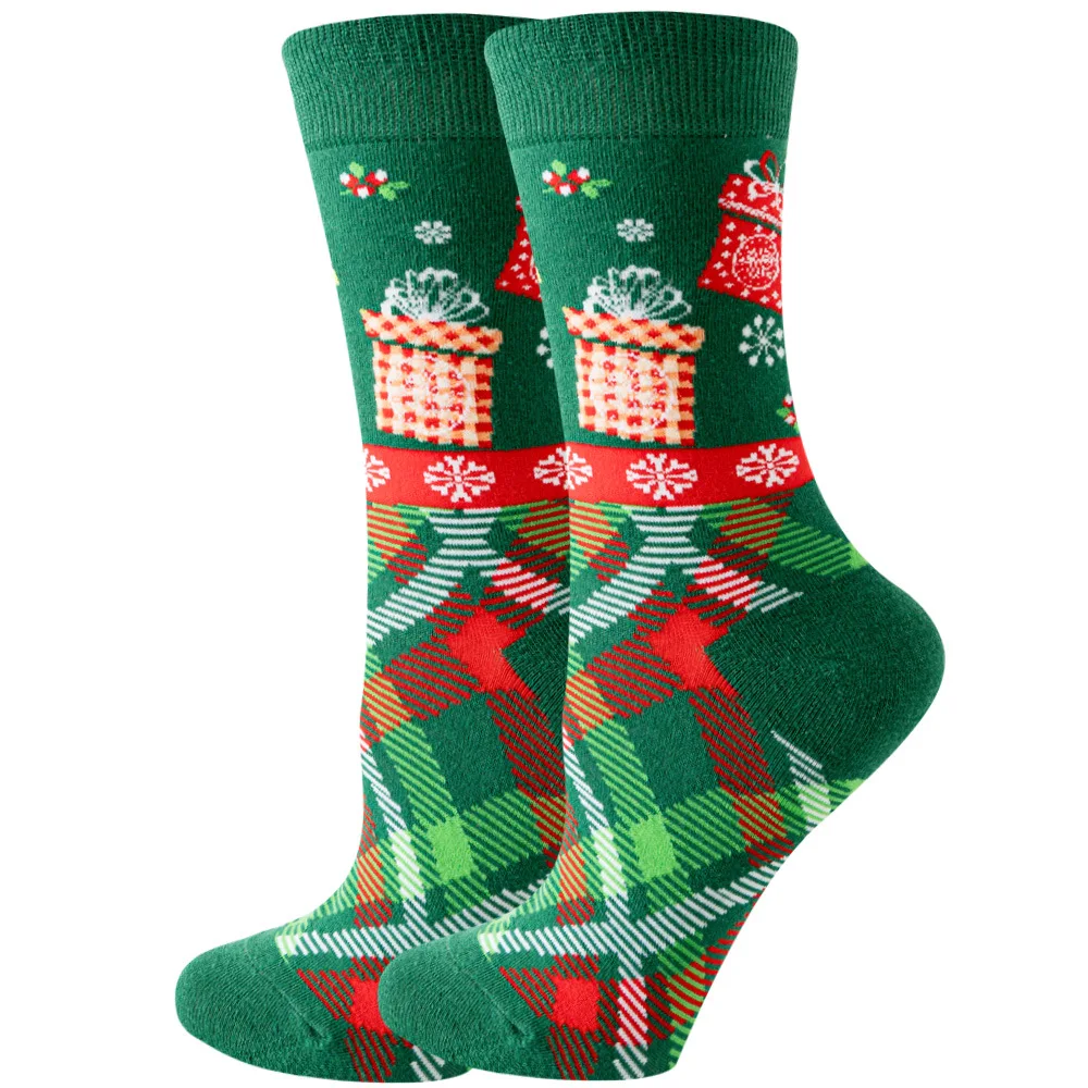 New Custom Design Fashion Santa Xmas Christmas Colorful Men Colorful Dress Socks