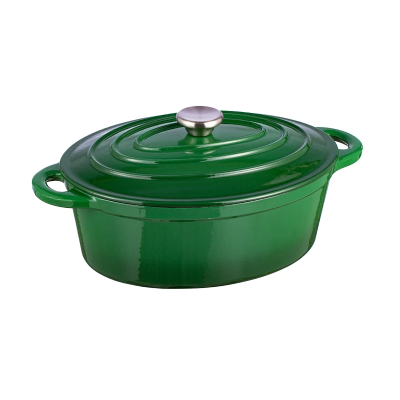 Bright Homeware 8 pcs Cookware Set Cast Iron China OEM Cookware Manufacturer Green Enameled Cast Iron Dutch Oven and Skillet Set