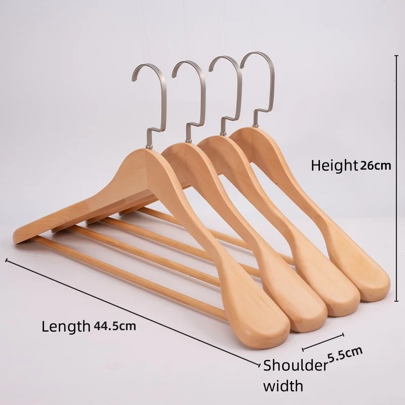 High Quality Custom Natural Wooden Hangers Luxury Wood Suit Hangers Coat Hanger For Hotel Home Shop