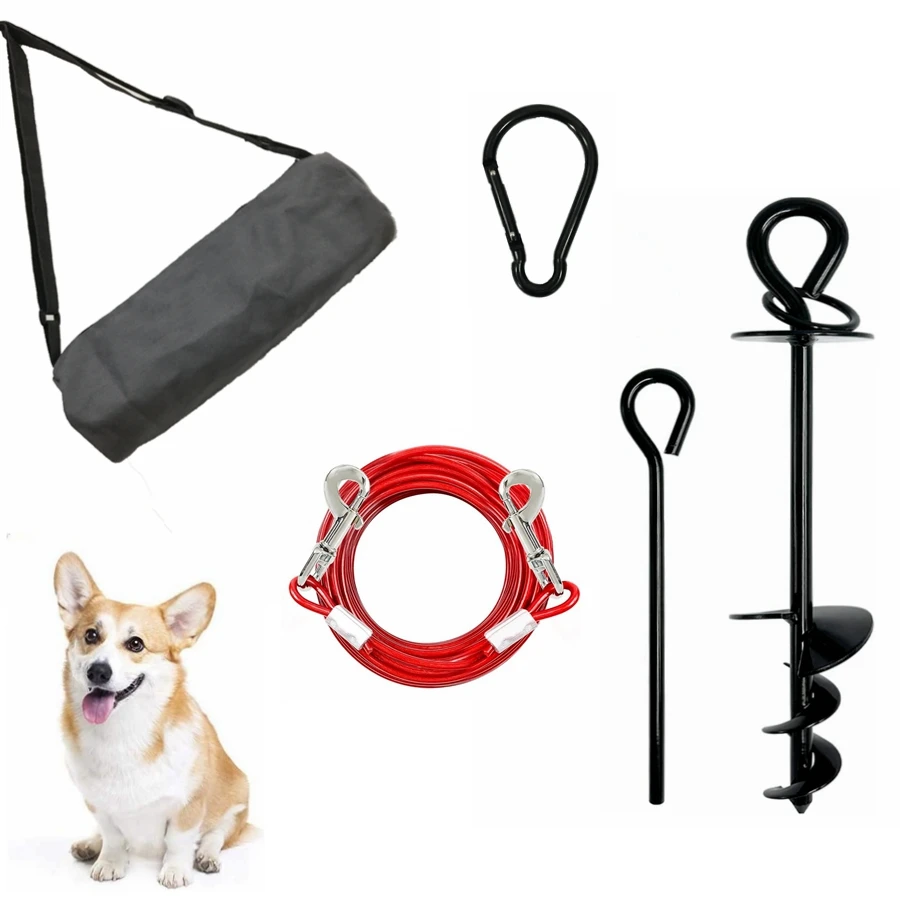 Fixed ground anchors for outdoor use   For Patio Beach Lawn, external double helix blade, strongest dog anchor