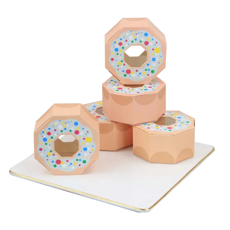 Wholesale New Design Wedding Gift Box Candy Box Packaging Carton Donut Polygonal Biscuit Box