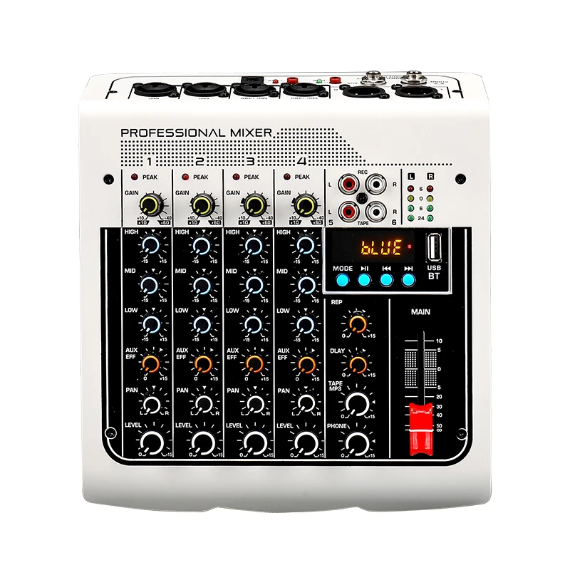 MIX-400 4 канала Портативный Аудио смеситель микшерная воспроизведение компьютера 48В