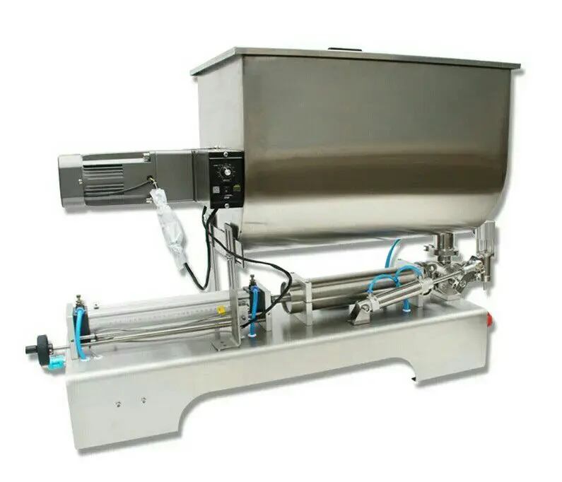 KAPACK 90l big hopper horizontal thick paste fill high viscosity hot dip pot chili sauce filling machine with mixer