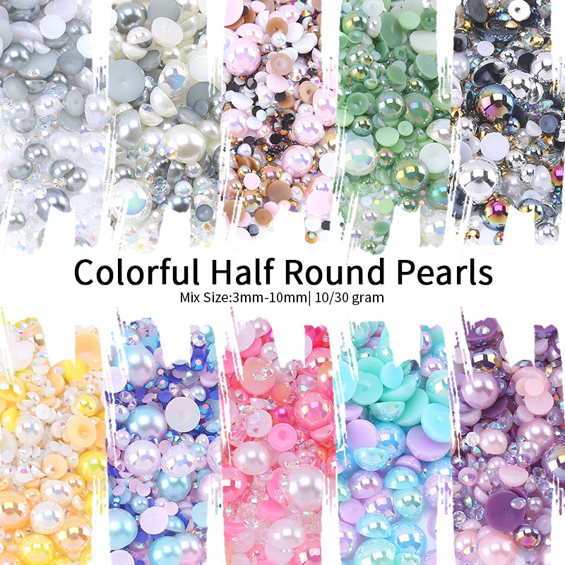 Rhinestone Clothing Accessories Decoration for DIY Nail Art Accessories Mixed ABS Flat Back Pearl Package Resin Half Round Pearl