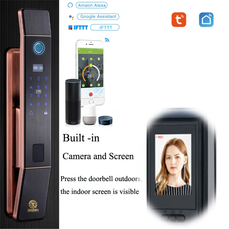 wholesale oem outdoor password electronic audio fingerprint gate smart digital door lock with camera
