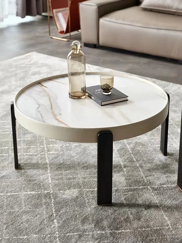 with Marble Texture Wrought Iron Minimalist Office Home Living Room Sofa Furniture Luxury Coffee Table