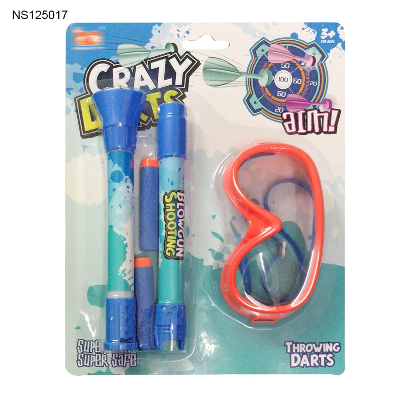 Kids Safety Plastic Shooting Game Toy Blow Gun Toy Foam Dart Bullets Foam Blow Dart Gun Toys