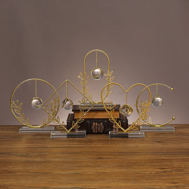 European Style Light Luxury Geometric Metal Crystal Ball Ornament Creative Home Office Decorations Wheat Ear Iron Oil Lamp