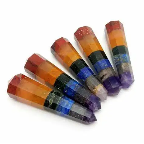 Best Quality Hot Sale Bulk Natural Natural 7 Chakra Crystal Healing Vibration Metaphysical Meditation 6 Faceted Tower
