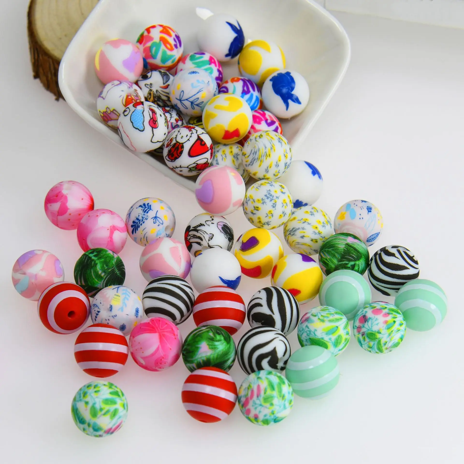 Silicone round beads 15mm candy color silicone beads baby jewelry accessories anti-chain accessories
