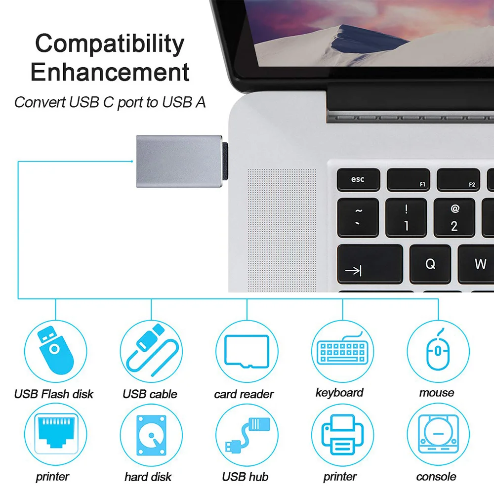 USB C to USB Adapter Female Adapter Aluminum Thunderbol 3 to USB 3.0 for Macbook Pro Air 2019/2018, Dell XPS Pixel 3,dell XPS