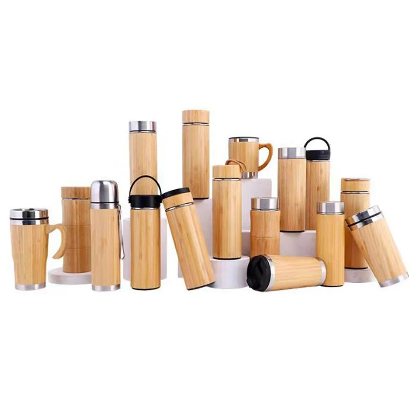 Bamboo fiber reusable coffee cup for stainless steel coffee water bottle