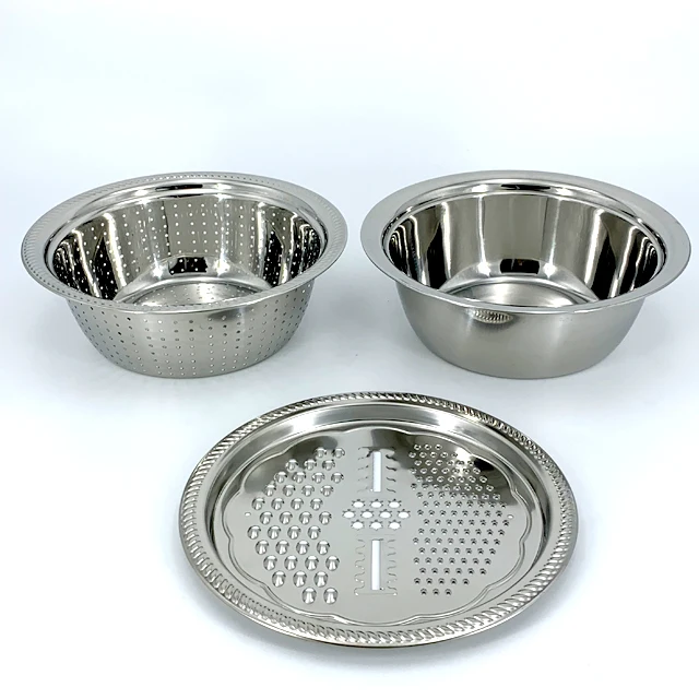 Stainless steel carrot grater set with rice sieve grater plate