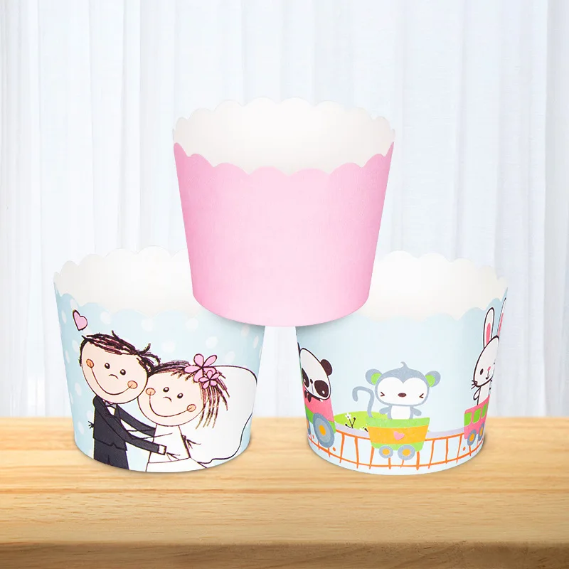 Small 50 packs of disposable cute pattern muffin cup high temperature baking cake paper cups