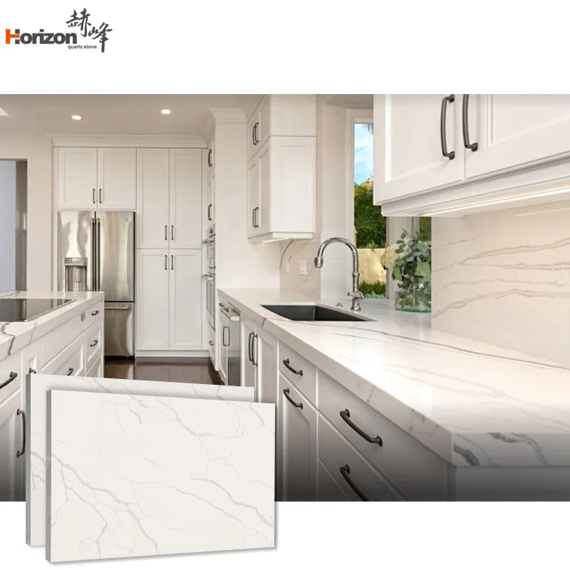 Horizon искусственный мрамор для кухонной столешницы кварцевый камень Calacatta белый сделано в