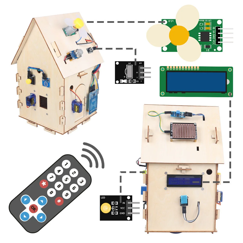 Original Compatible with Nano wooden house STEM programming kit DIY smart home entry-level kit wooden house programming kit
