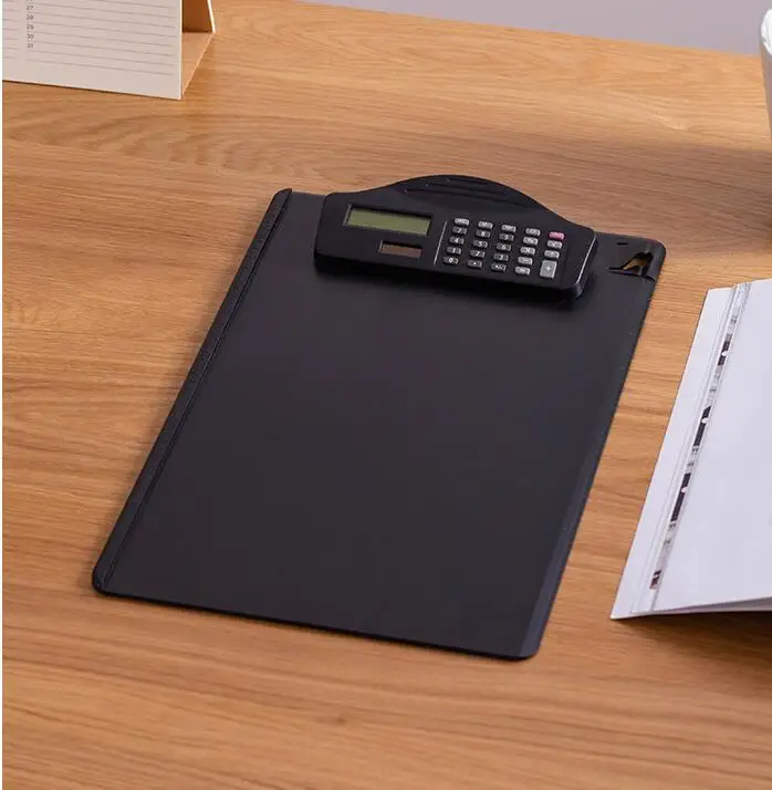 Plastic clipboard with calculator