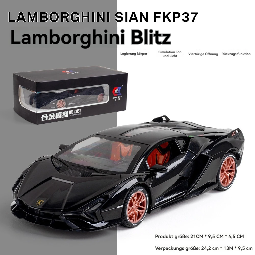 Модель автомобиля 1:24 lambor Sian FKP37 со звуковым и световым откатом двери открытые декоративные металлические модели игрушки