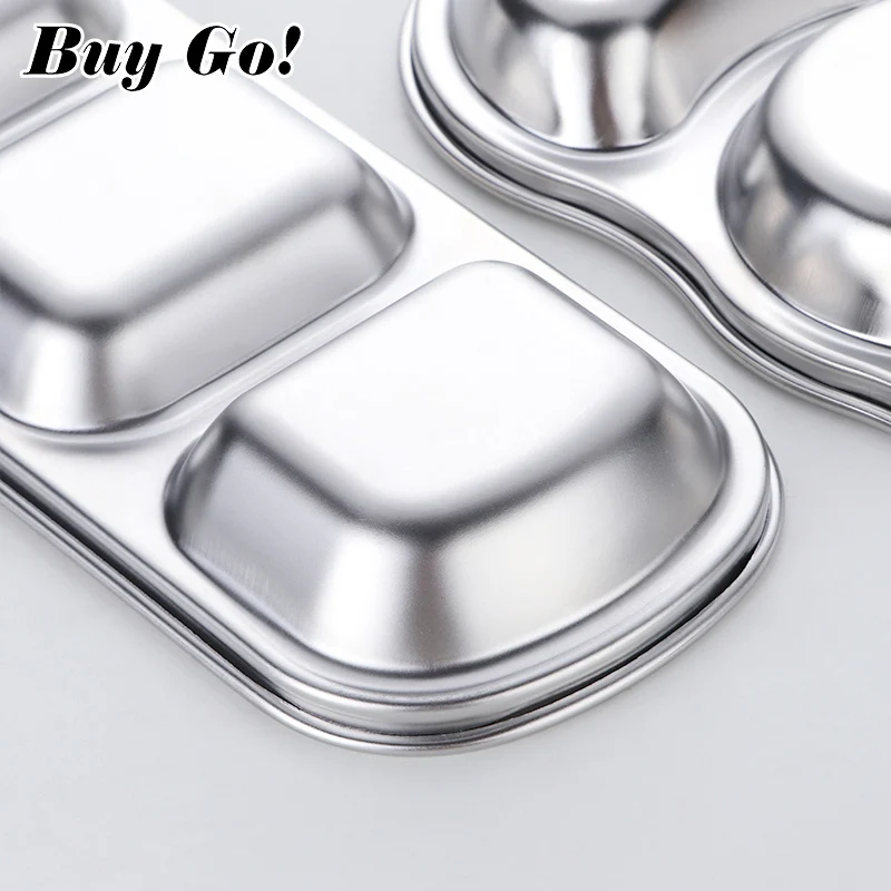Condiment Serving Plate Dishes 304 Stainless Steel Divided Soy Sauce Dishes