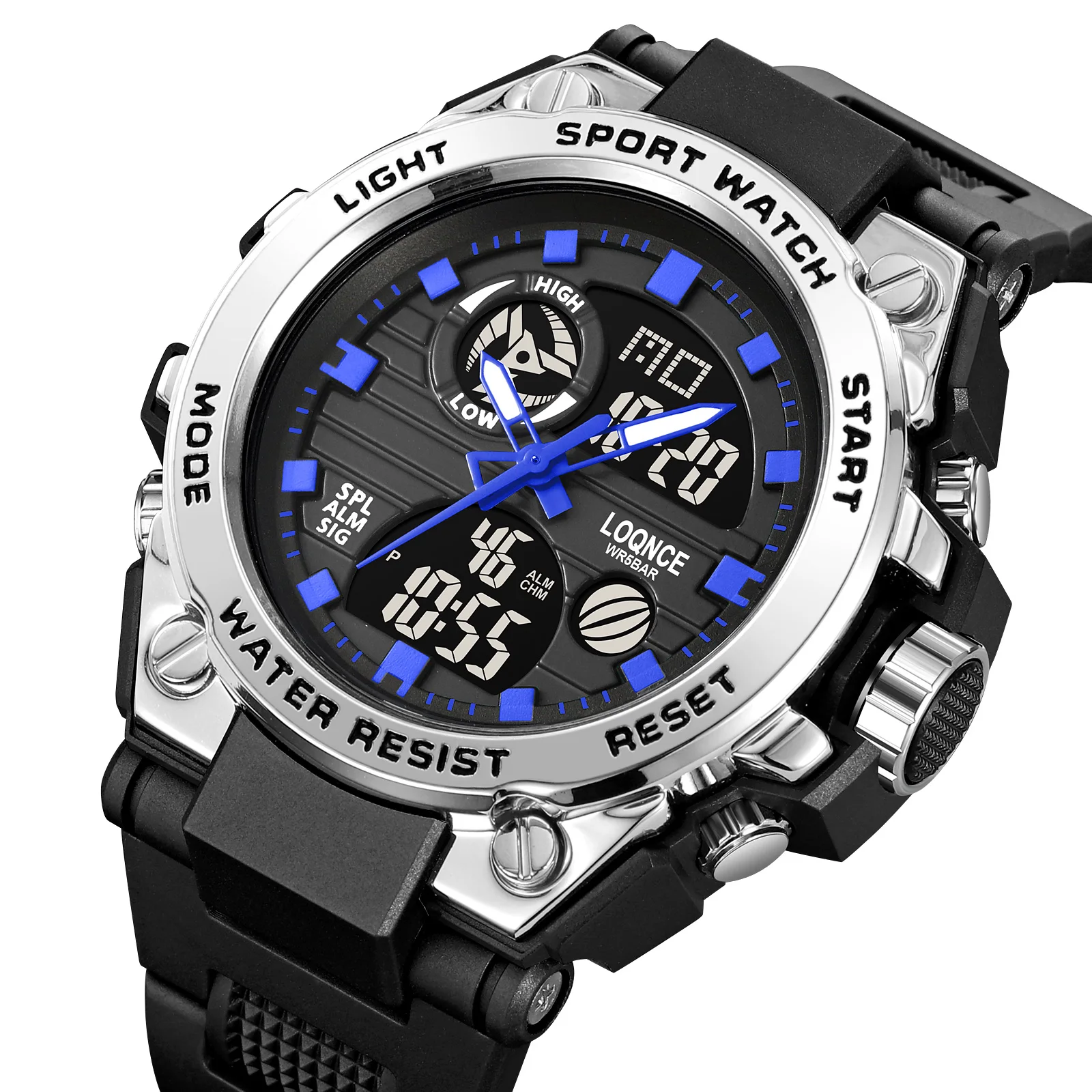 OEM LOQNCE Men Digital Watch S-style Sports Watches Dual Display Waterproof Electronic Wristwatch Relogio Masculino
