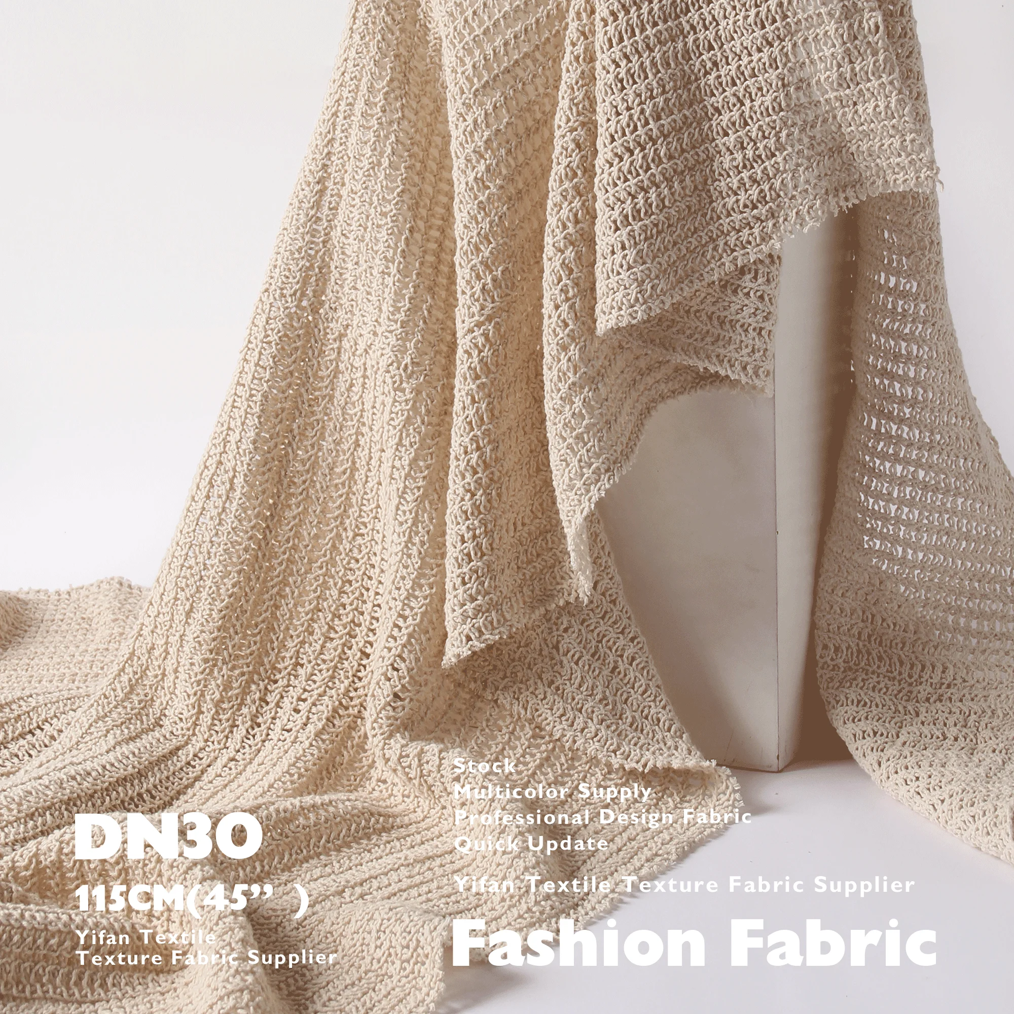Fashion Design Heavy Bone Hook Texture Hollow Mesh Pure Woven Cotton Fabric For Clothing Vest Hat Bag Sofa Cover Curtain Pillow