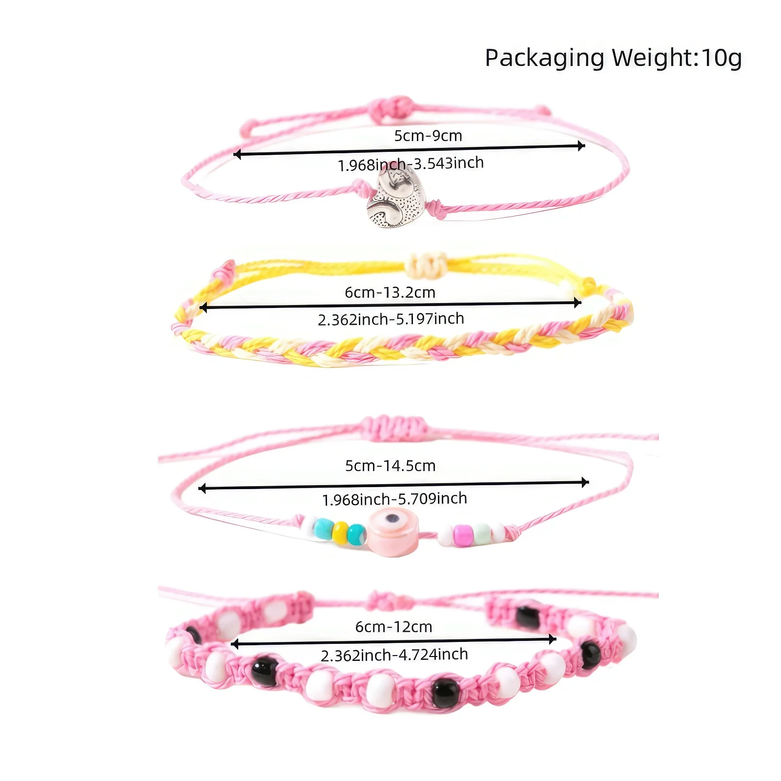 girls Bohemian Beaded Woven Bracelet Rainbow Colorful Braided Rope Bracelet Wholesale
