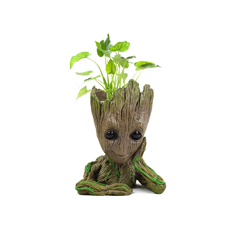 Wholesale Treeman Baby Groot Flower Pot Cute Resin Baby Groot Pen Holder For Home Decoration