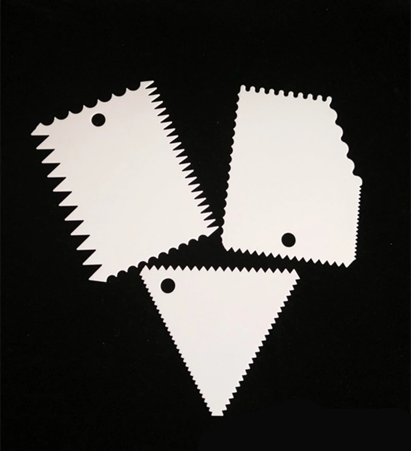 Three-piece rose red and yellow plastic cream cake scraper pastry dough cutting knife