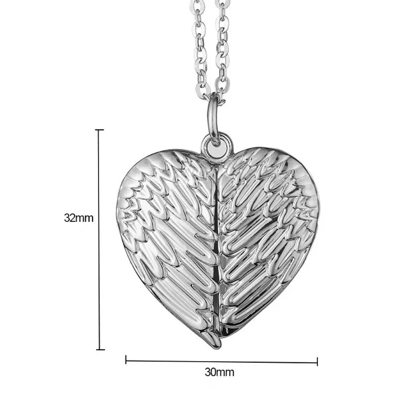 Hot Sale Memorial Heart Blank Sublimation Photo Locket Angel Wing Necklace
