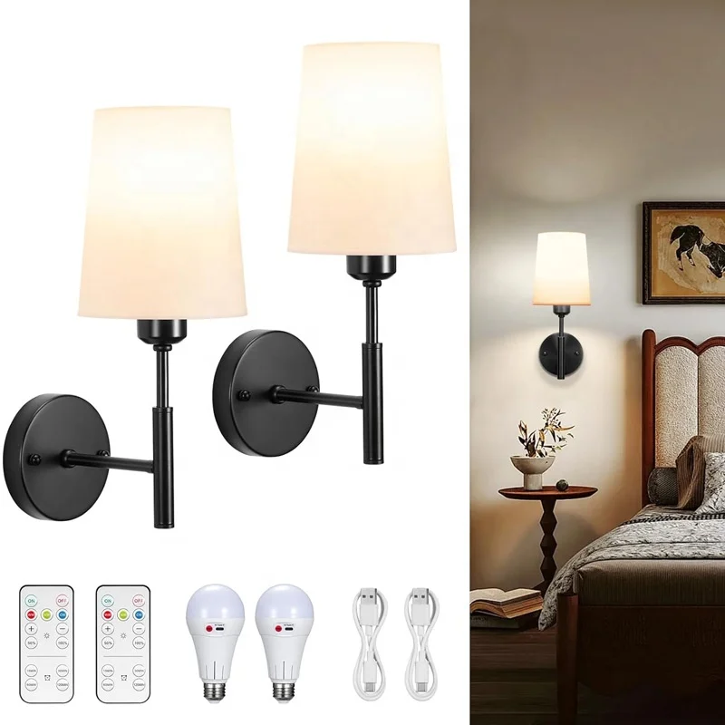 Nordic Corridor Cordless Wall Lamp Indoor Rechargeable Touch Dimmer 5000 Mah Battery Bedside Wall Lamp for Hotel