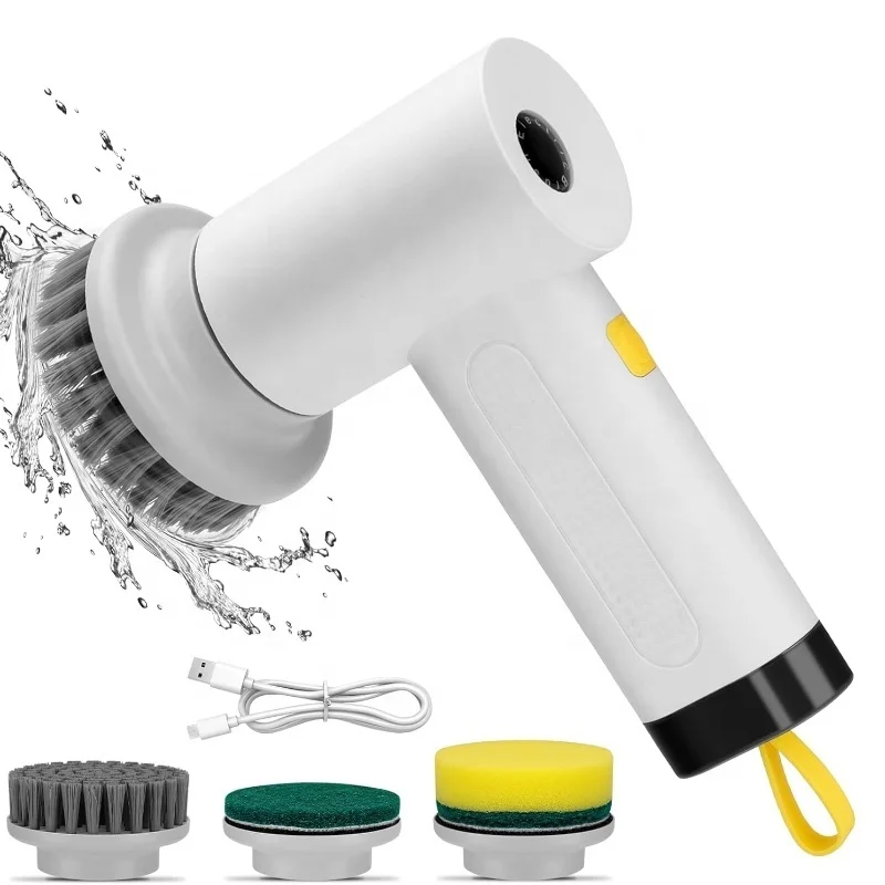 Electric Spin Scrubber 3000mA Super Large Battery IPX6 Waterproof for Cleaning Bathrooms Windows and 3 Replaceable Brush Heads