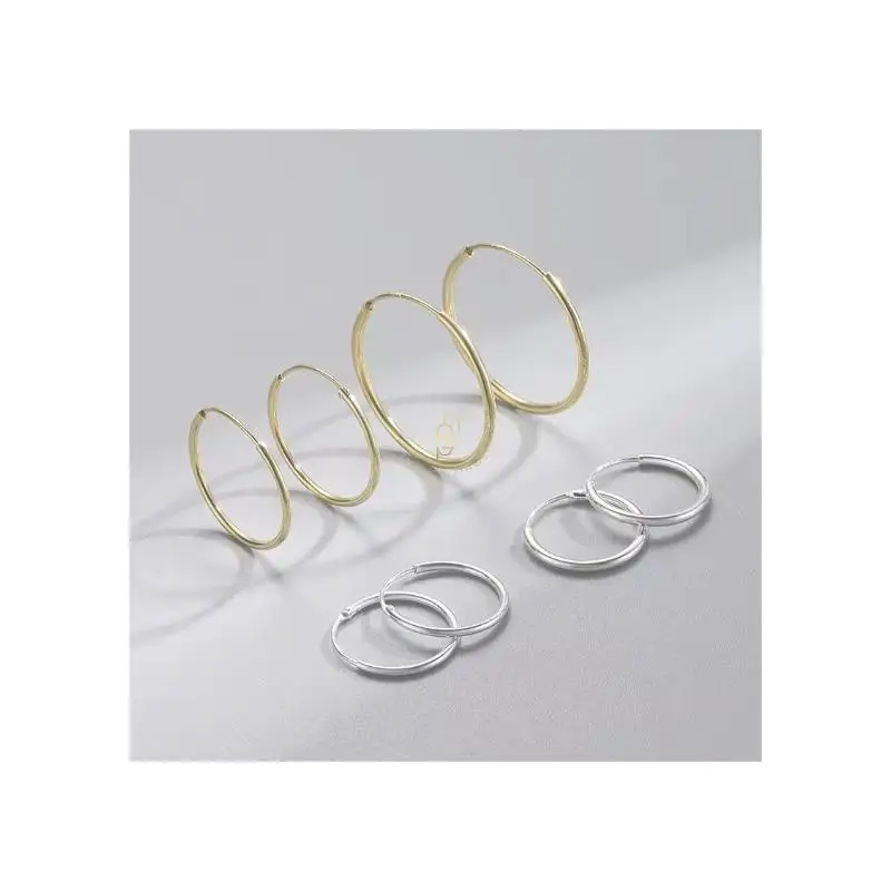 GP hoop earrings 925 sterling silver round fashion jewelry large hoop earrings different sizes for women ear ring wholesale